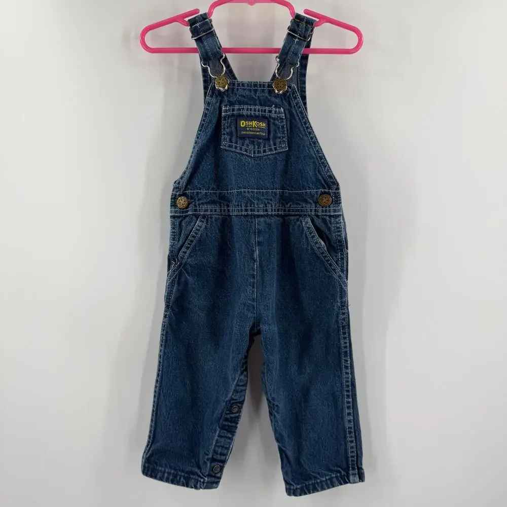 𝅺VINTAGE OSHKOSH B’GOSH Vestbak Overalls 24 Months Denim 100% Cotton Snap USA